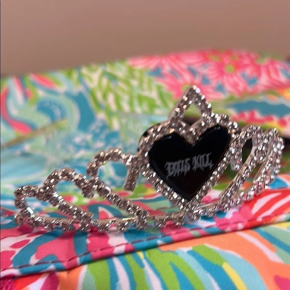 Dolls Kill 3 pack of black Heart silver crystal Tiara crowns new w tag bundle